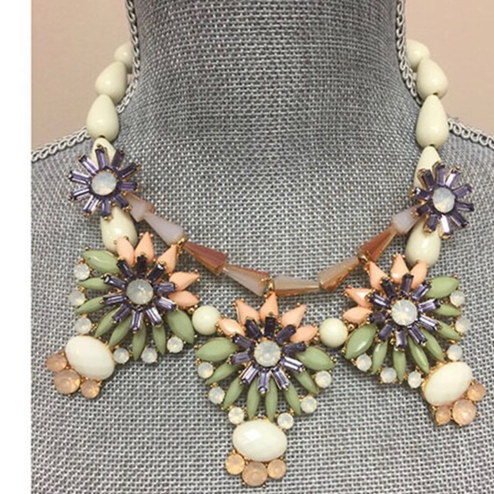 Coral, Mint, Lavender & Ivory Beaded Statement